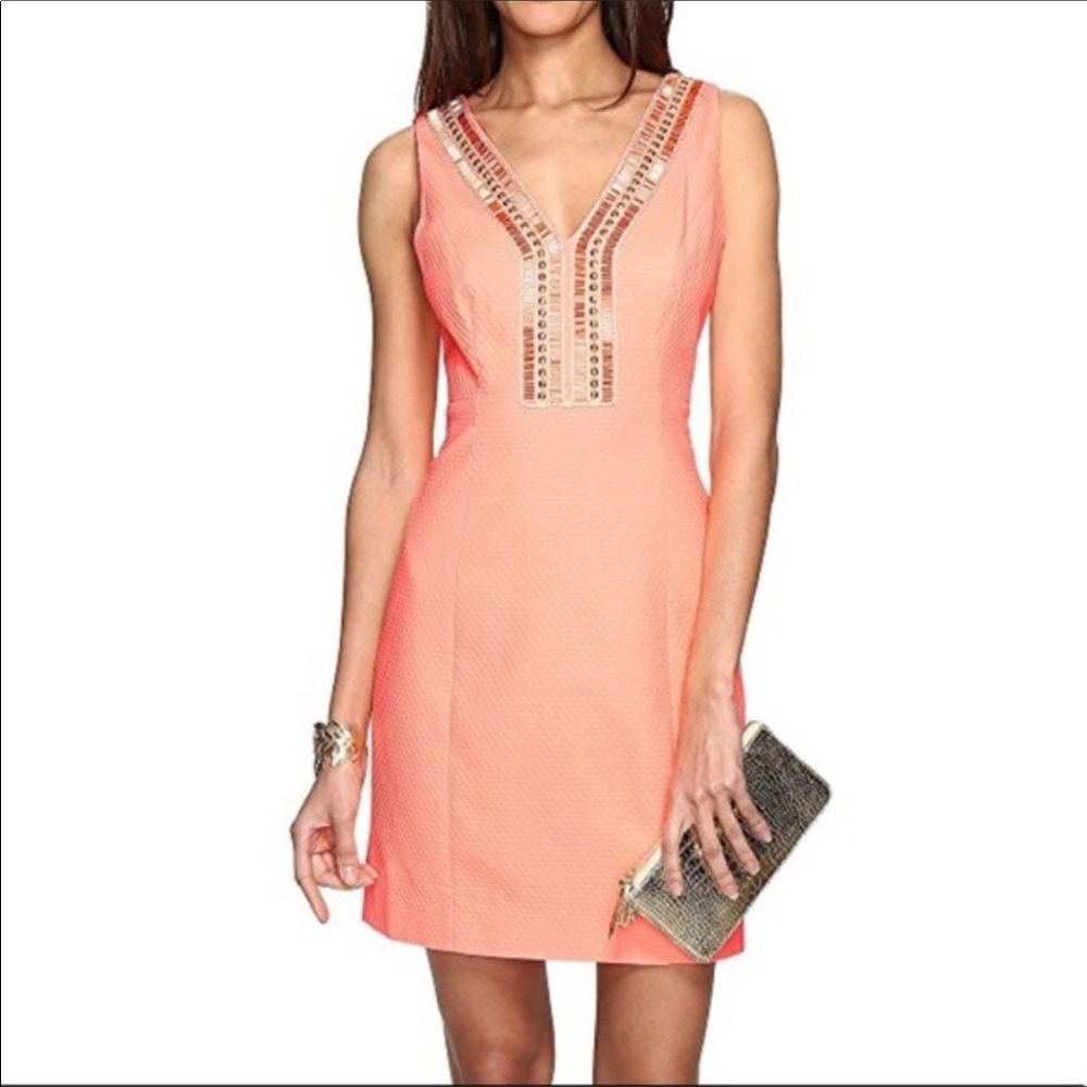 $300 Lilly Pulitzer Eliot Shift Papaya Beaded 2